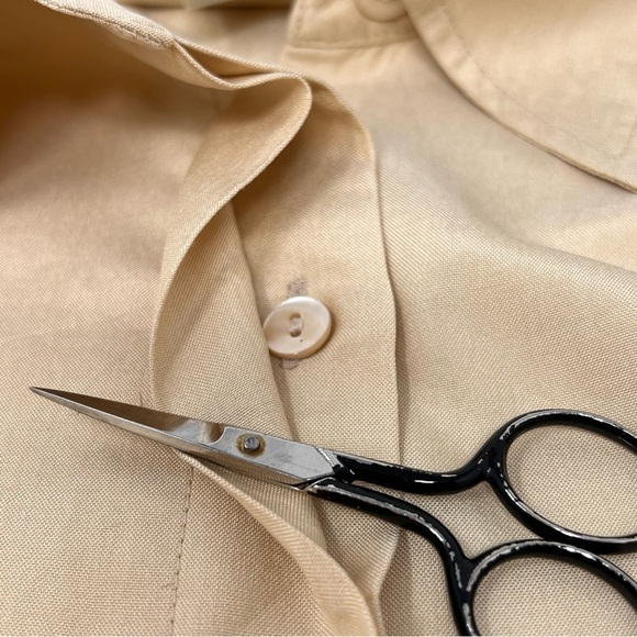 Y2K Neiman Marcus Silk Blend Jacket Yellow Size 16 XL Ribbed Hem Button Placket - Picture 12 of 13